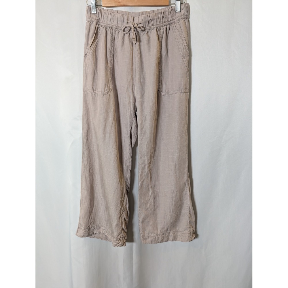 Splendid Tan Beige 100% Lyocell Wide Leg Drawstring Pants Small 1963656